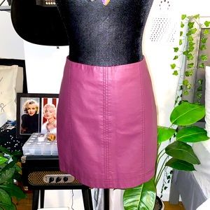 Free People Faux Leather Mini Skirt - Burgundy